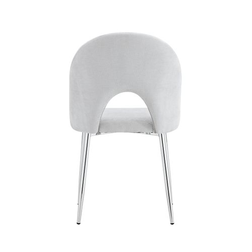 Lot De 4 Chaises Teddy Chrome Velours - Gris Clair