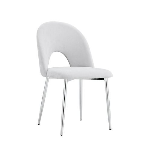 Lot De 4 Chaises Teddy Chrome Velours - Gris Clair