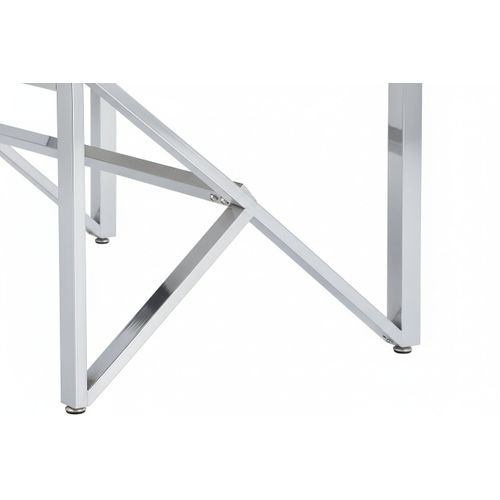 Table Basse Majestique Rectangle Plateau Verre Trempé Marbré Noir Pieds Chrome 120x60x45cm