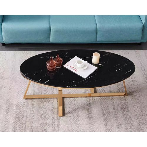 Table Basse Ovale Gamma Plateau Granite 120x60 Cm