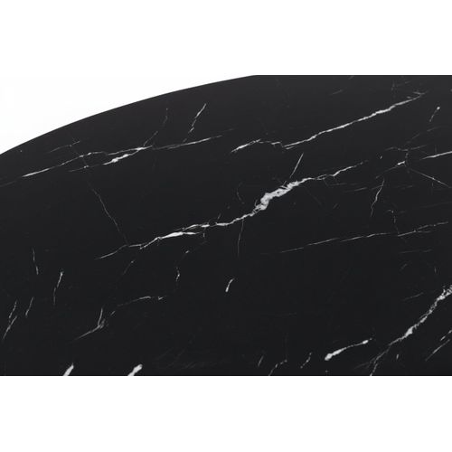 Table Basse Ovale Gamma Plateau Granite Effet Marbre Noir Pieds Gold 120x60x45cm