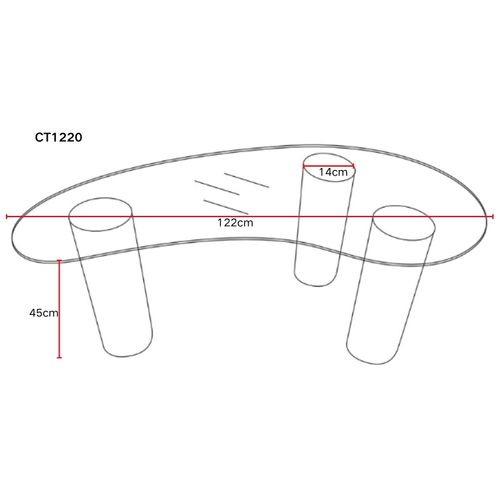 Table Basse Pylone Pieds Noirs et Verre Transparent 120x70x45 Cm