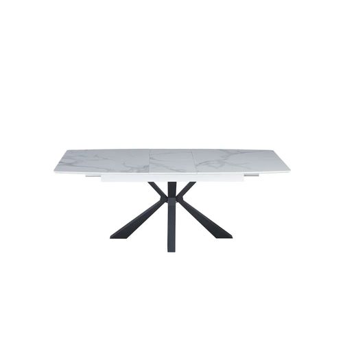 Table Extensible Bianca Métal Noir Plateau Céramique Blanc