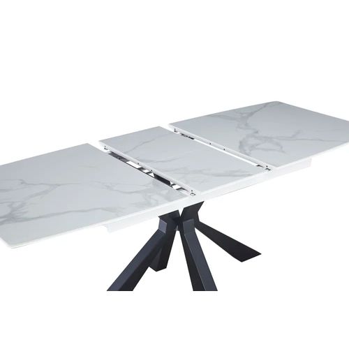 Table Extensible Bianca Métal Noir Plateau Céramique Blanc