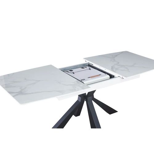 Table Extensible Bianca Métal Noir Plateau Céramique Blanc