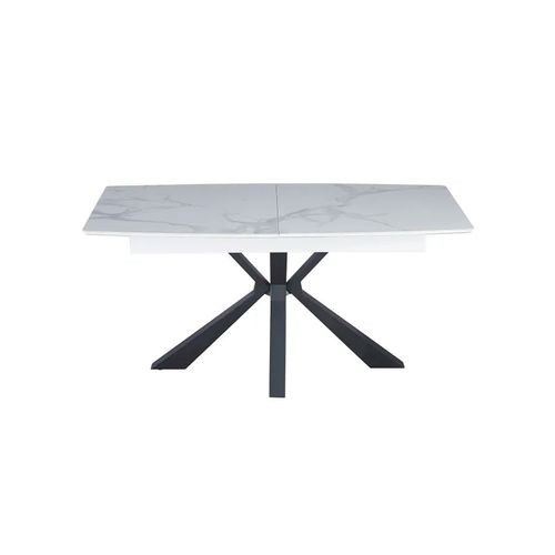 Table Extensible Bianca Métal Noir Plateau Céramique Blanc