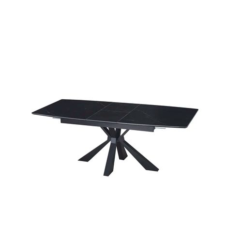 Table Extensible Bianca Métal Noir Plateau Céramique Noir