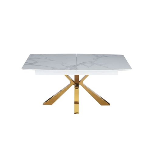 Table Manger Extensible Céramique Marbre Blanc Gold 160-200x90x75cm - Bianca