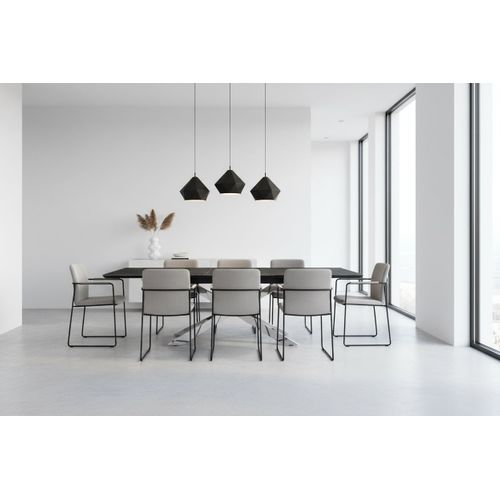 Table à Manger Extensible Céramique Effet Marbre Noir et Chrome – 160/200 Cm – Agathe