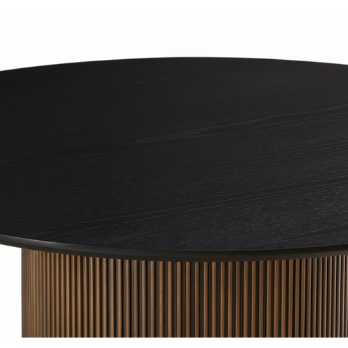 Table à Manger Ronde Bois Mdf Noir et Gold – 120x75 Cm – Baieta