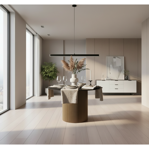 Table à Manger Ronde Bois Mdf Noir et Gold – 120x75 Cm – Baieta