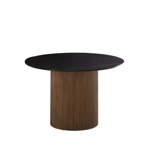 Table à Manger Ronde Bois Mdf Noir et Gold – 120x75 Cm – Baieta
