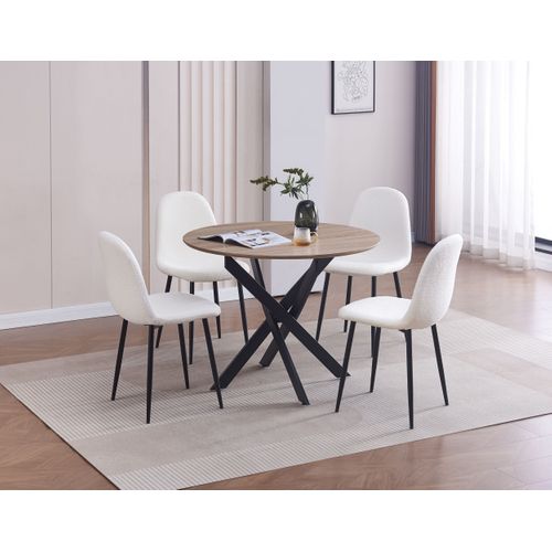 Table à Manger Jessica En Bois Chene Pieds Métal Noir 100 Cm