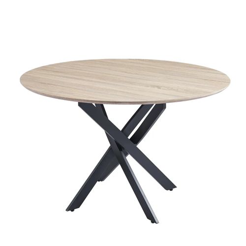 Table à Manger Jessica En Bois Chene Pieds Métal Noir 100 Cm