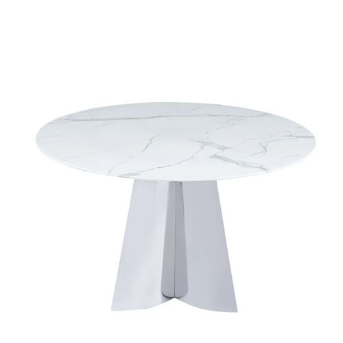 Table à Manger Capucine Chrome Marbre Blanc