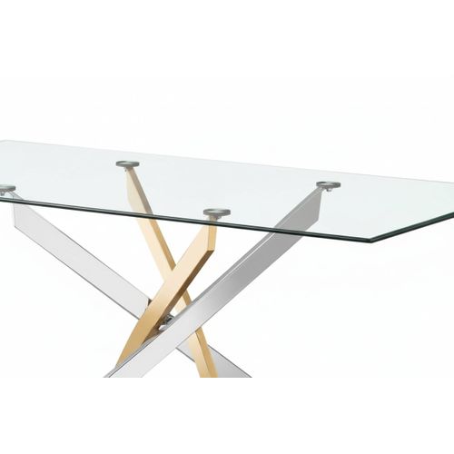 Table à Manger Jessica Gold Chrome Transparent 180 X 90 Cm