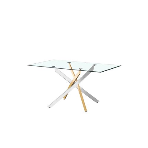 Table à Manger Jessica Gold Chrome Transparent 180 X 90 Cm