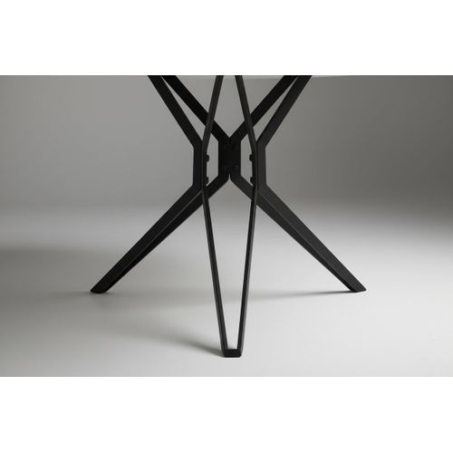 Table à Manger Ronde Verre Effet Marbré 120x75 Cm – Electra