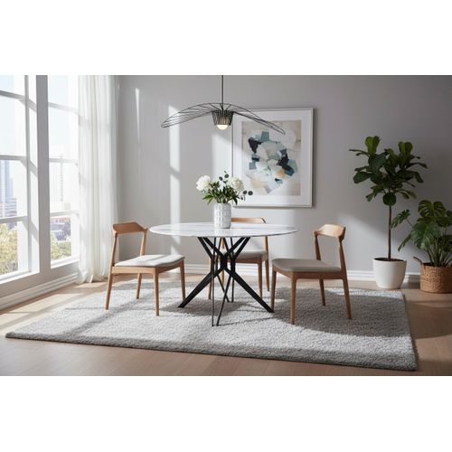 Table à Manger Ronde Verre Effet Marbré 120x75 Cm – Electra