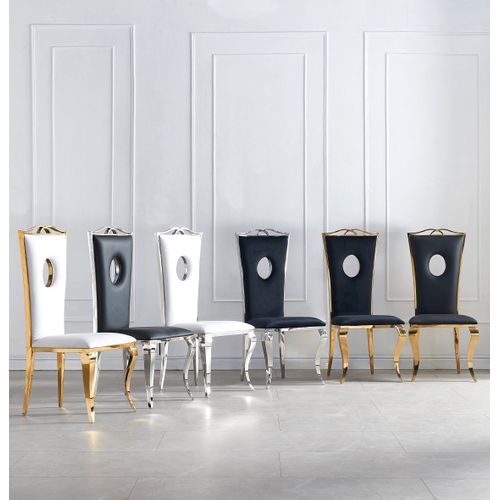 Lot De 4 Chaises Baroque Royal Chrome Velours Beige