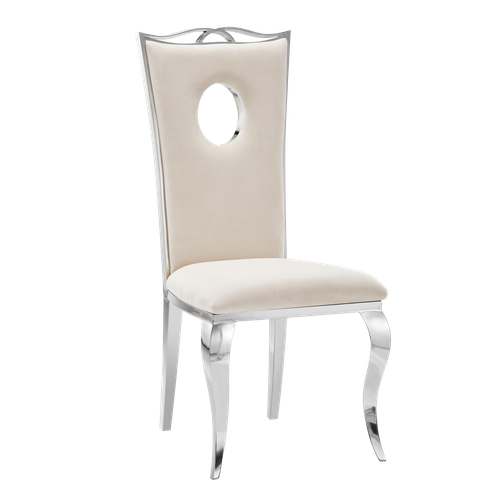 Lot De 4 Chaises Baroque Royal Chrome Velours Beige