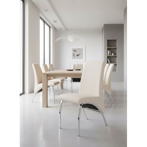Lot De 4 Chaises Fate Chrome Et Velours Beige