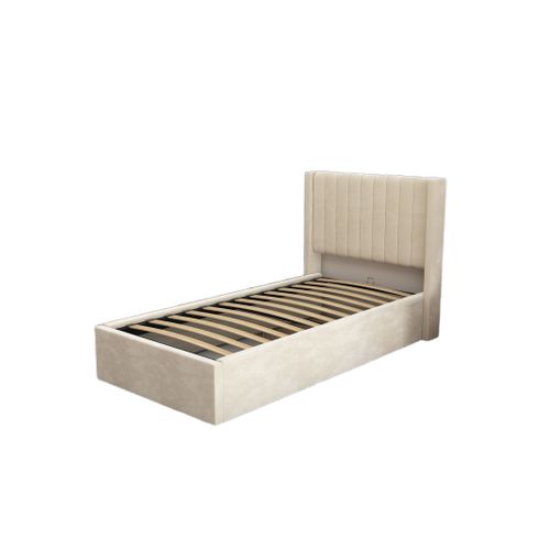 Lit Coffre Camille En Velours Beige 90x190cm