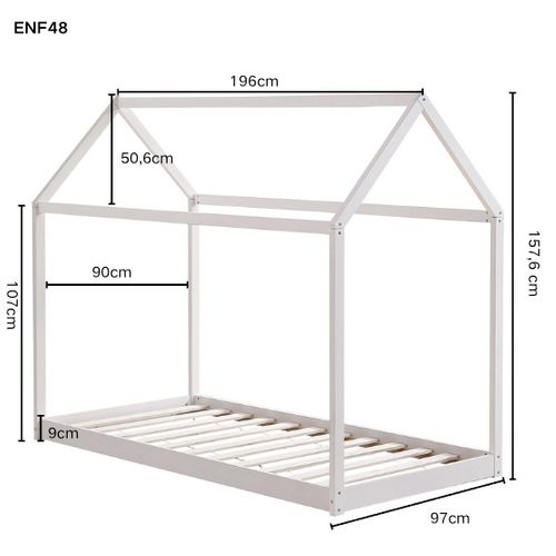 Lit Cabane Robinson En Bois – 190x90 Cm Avec Sommier Intégré