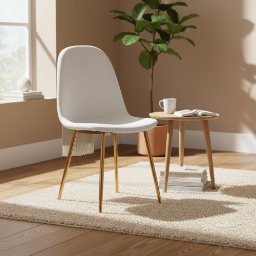 Lot De 4 Chaises Scandinave En Velours Laine Bouclée Pieds Gold