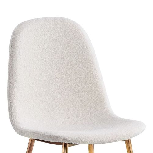 Lot De 4 Chaises Scandinave En Velours Laine Bouclée Pieds Gold