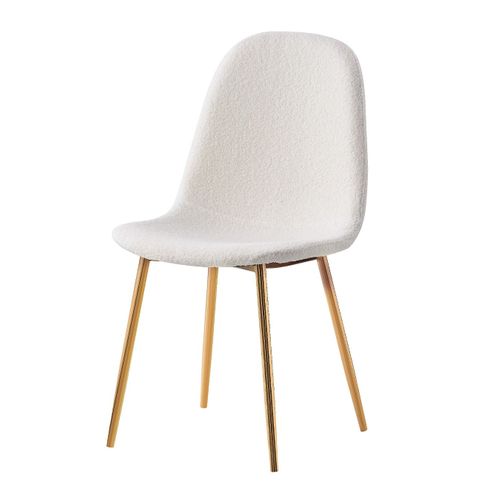 Lot De 4 Chaises Scandinave En Velours Laine Bouclée Pieds Gold