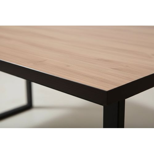 Table à Manger Bois Beige 160x90 Cm 4-6 Couverts Pied Métal Noir – Belgrade