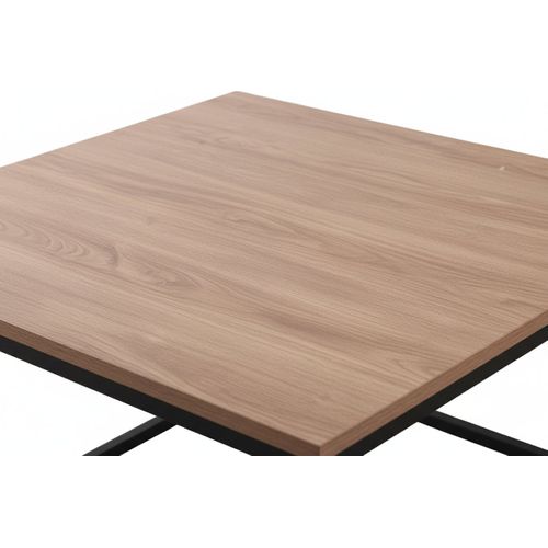 Table Basse Gigogne Belgrade Métal Noir Plateau En Bois - Chêne Griffé