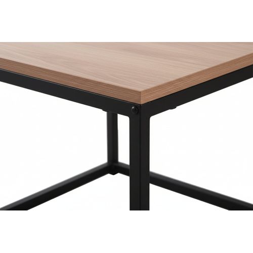 Table Basse Gigogne Belgrade Métal Noir Plateau En Bois - Chêne Griffé