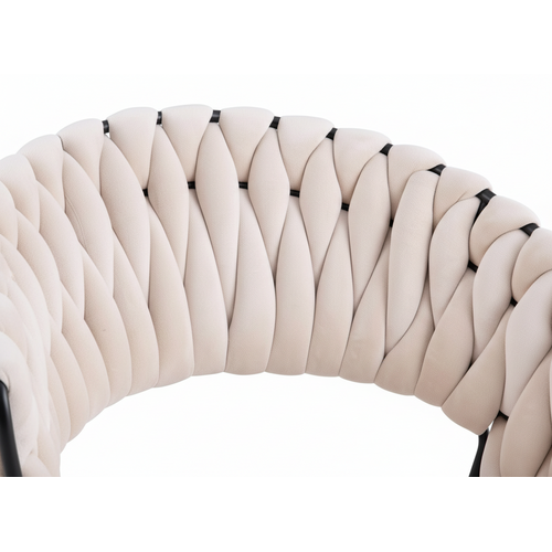 Lot De 2 Chaises Salle à Manger Velours Beige Dossier Tressé Métal Noir Carolina