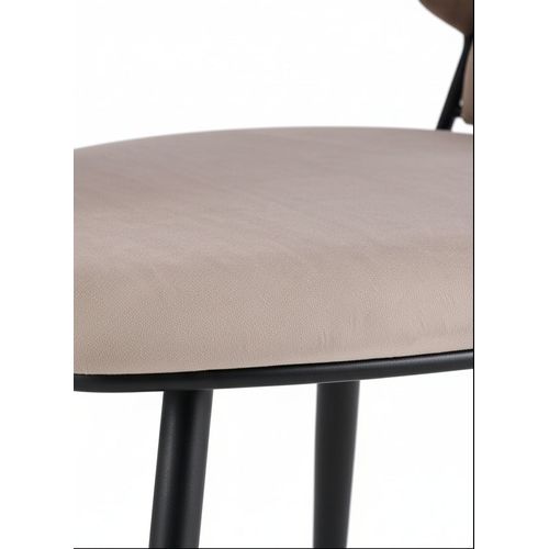 Lot 2 Chaises Salle à Manger Velours Taupe Dossier Tressé Métal Noir Carolina