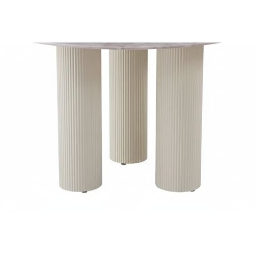 Table Repas Ronde Céramique Marbré Gris 120 Cm Pieds Beiges – Anais