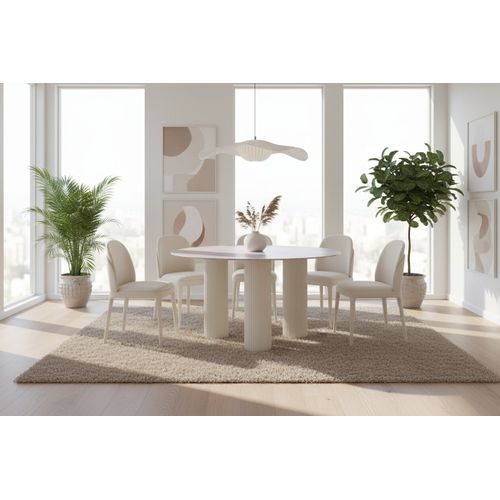 Table Repas Ronde Céramique Marbré Gris 120 Cm Pieds Beiges – Anais