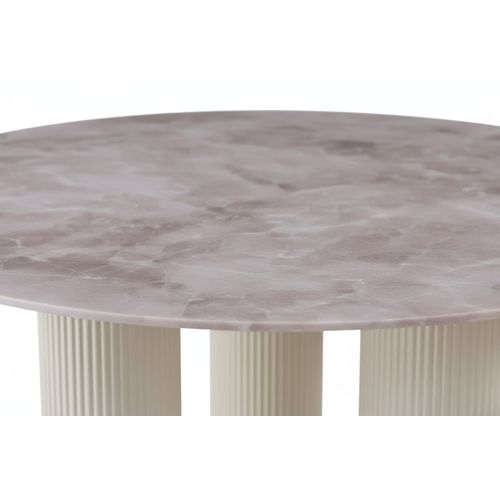 Table Repas Ronde Céramique Marbré Gris 120 Cm Pieds Beiges – Anais