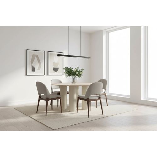 Table Repas Ronde Céramique Beige Brillant 120 Cm Pieds Beiges – Anais