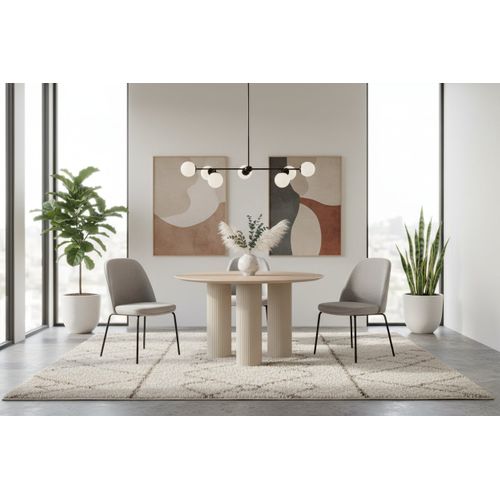 Table Repas Ronde Céramique Beige Brillant 120 Cm Pieds Beiges – Anais