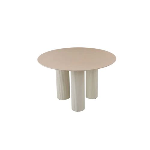 Table Repas Ronde Céramique Beige Brillant 120 Cm Pieds Beiges – Anais