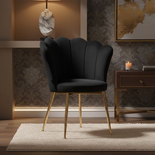 Lot De 2 Chaises Nymphea Pieds Gold Assise Velours Noir