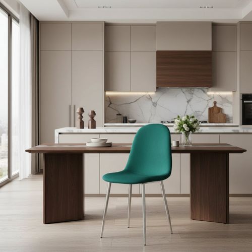 Lot De 6 Chaises Scandinave En Velours Pieds Chrome - Vert