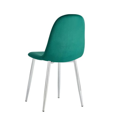Lot De 6 Chaises Scandinave En Velours Pieds Chrome - Vert