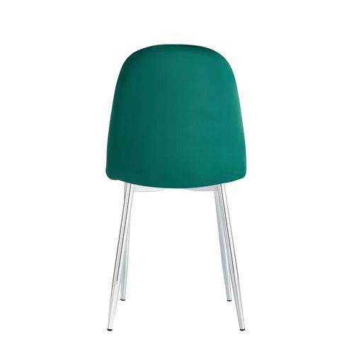 Lot De 6 Chaises Scandinave En Velours Pieds Chrome - Vert