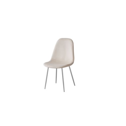 Lot De 6 Chaises Scandinave En Velours Pieds Chrome - Beige