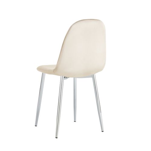 Lot De 6 Chaises Scandinave En Velours Pieds Chrome - Beige