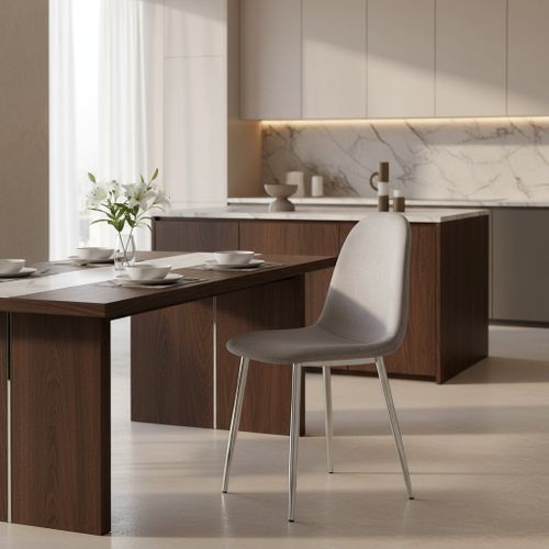 Lot De 6 Chaises Scandinave En Velours Pieds Chrome - Anthracite