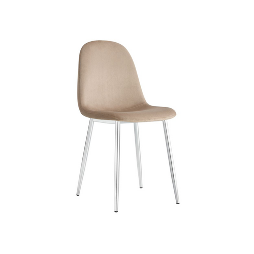 Lot De 6 Chaises Scandinave En Velours Pieds Chrome - Taupe